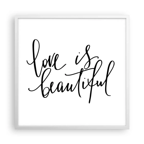 Plakat w białej ramie - Czytaj i powtarzaj - 60x60 cm