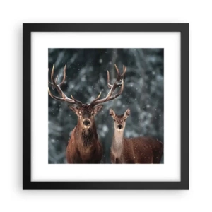 Plakat w czarnej ramie - Pan lasu z małżonką - 30x30 cm