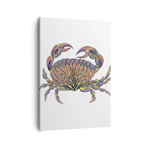 Obraz na płótnie - Kolorowy wzór kraba w stylu artystycznym - 50x70cm - Morska biżuteria - Nowoczesna dekoracja ścienna do salonu, kuchni i sypialni ARTTOR
