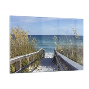 Obraz na szkle - Ścieżka na plażę z widokiem na morze - 120x80cm - W słońcu, na wietrze - Nowoczesna dekoracja ścienna do salonu, kuchni i sypialni ARTTOR