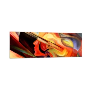 Obraz na szkle - Kolorowa abstrakcja inspirowana muzyką i gitarą - 160x50cm - Wszystko gra - Nowoczesna dekoracja ścienna do salonu i sypialni ARTTOR