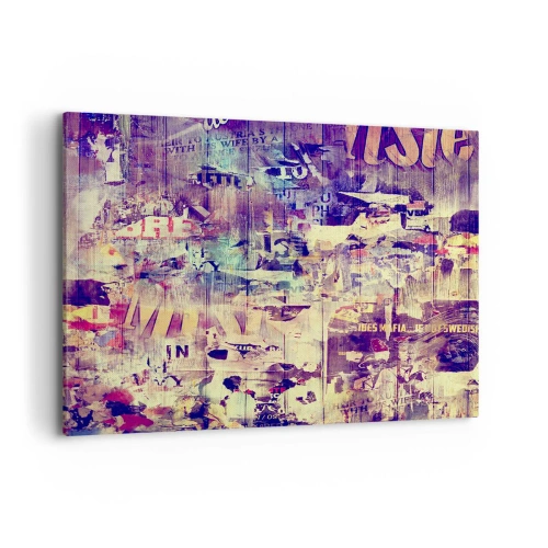 Obraz na płótnie - Kolorowy abstrakcyjny kolaż z tekstami i grafikami - 100x70cm - I tyle zostanie - Nowoczesna dekoracja ścienna do salonu, kuchni i sypialni ARTTOR