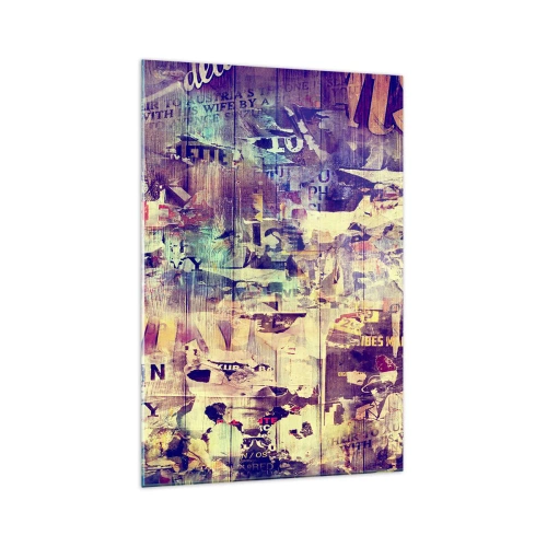 Obraz na szkle - Kolorowy abstrakcyjny kolaż z tekstami i grafikami - 70x100cm - I tyle zostanie - Nowoczesna dekoracja ścienna do salonu i sypialni ARTTOR