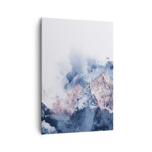 Obraz na płótnie - Akwarelowe góry w pastelowych odcieniach na białym tle - 70x100cm - To są szczyty! - Nowoczesna dekoracja ścienna do salonu i sypialni ARTTOR