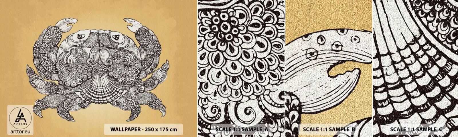 Fototapeta Próbka Samoprzylepna Deluxe Sticker - Opowieści Pana Kraba - Krab, Zwierzęta, Rysunek - 100x30 cm