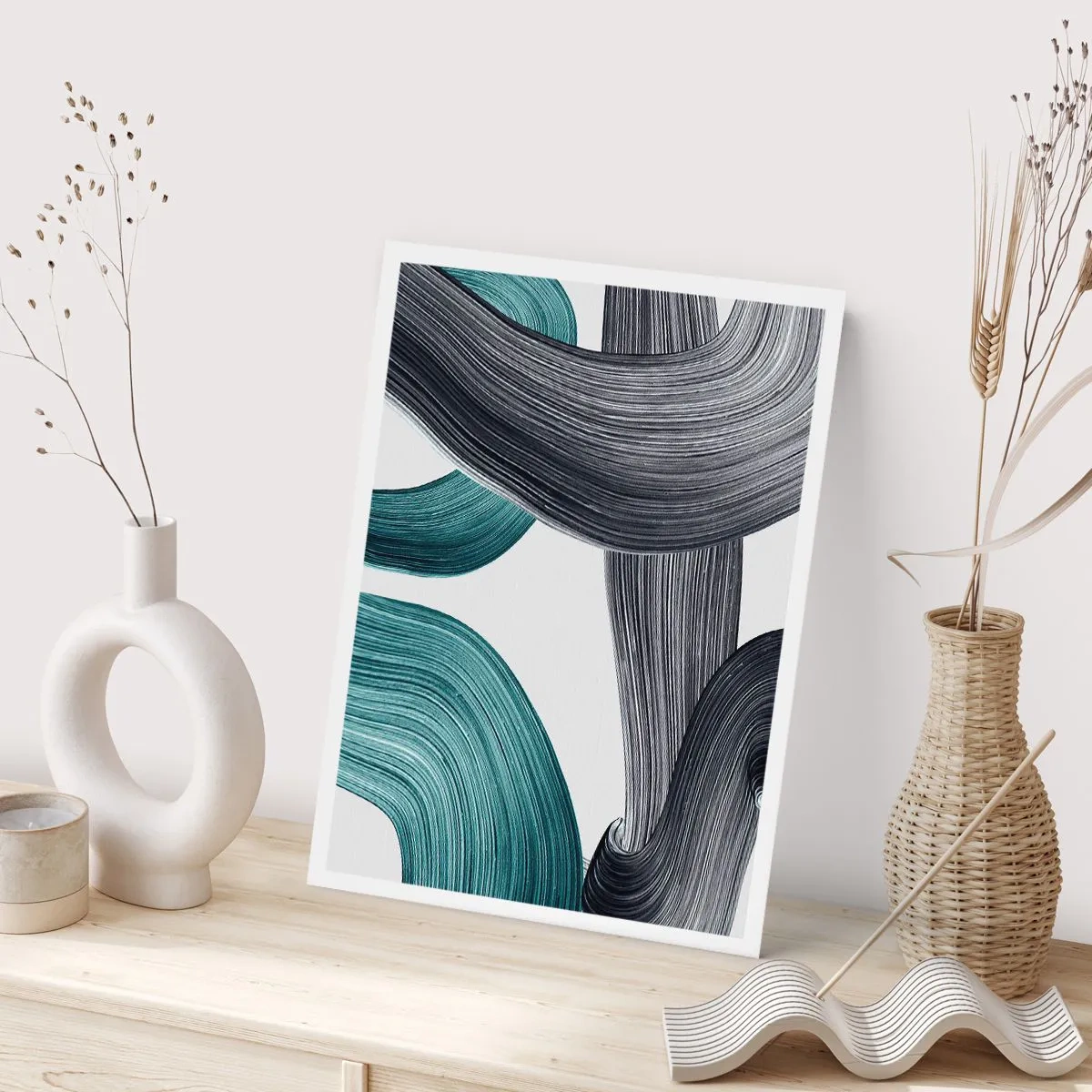 Plakat - Szmaragdowe i czarne szlaki - 70x100 cm