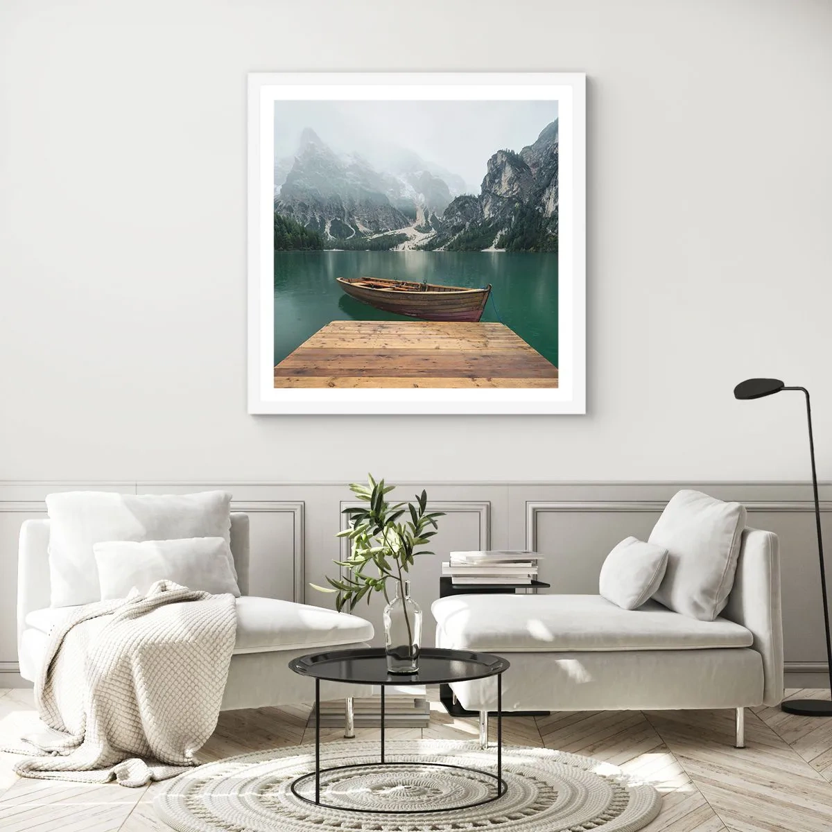 Plakat w białej ramie - "I dumne opoki czoła" - 50x50 cm