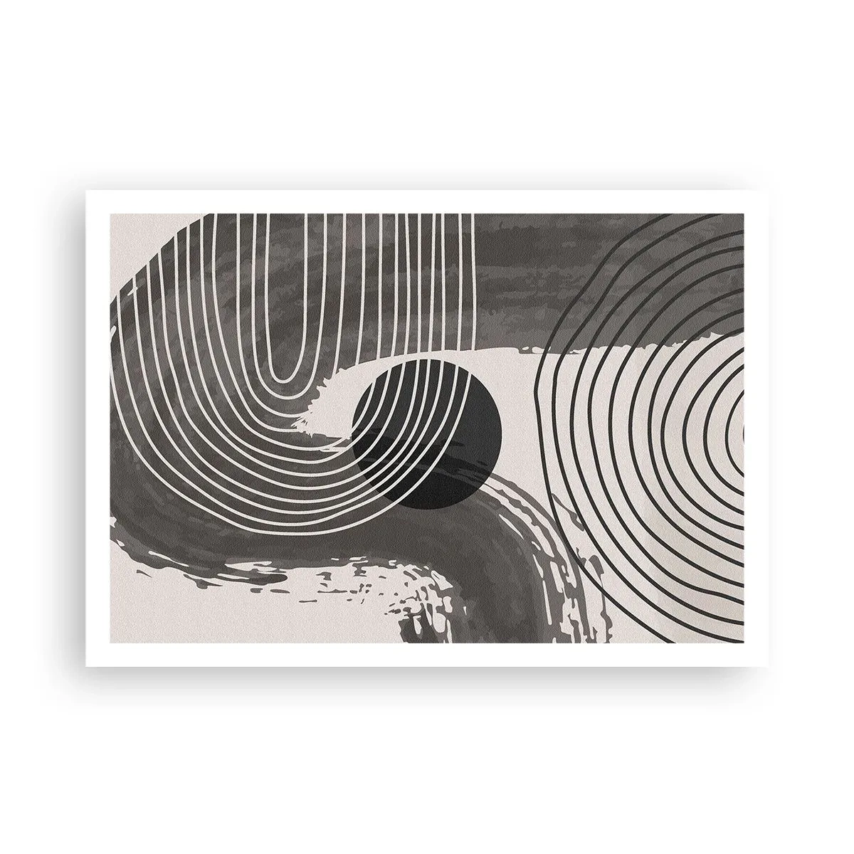 Plakat - Geometryczne linie i owale w monochromatycznych odcieniach - 100x70cm - Owal zwycięża - Nowoczesna dekoracja ścienna do salonu i sypialni ARTTOR