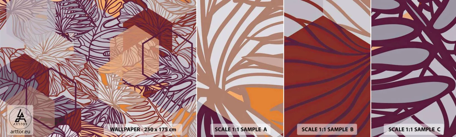 Fototapeta Próbka Standard Eco - Związek niemozliwy geometrii i natury - Abstrakcja, Grafika, Liście - 100x30 cm