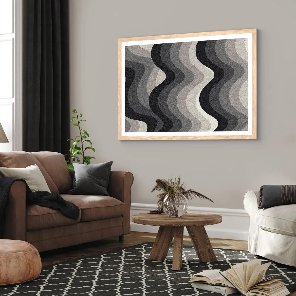 Plakat w ramie jasny dąb - Fala za falą - 100x70 cm