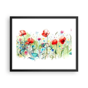 Plakat w czarnej ramie - Kwitnąca majem łąka - 50x40 cm