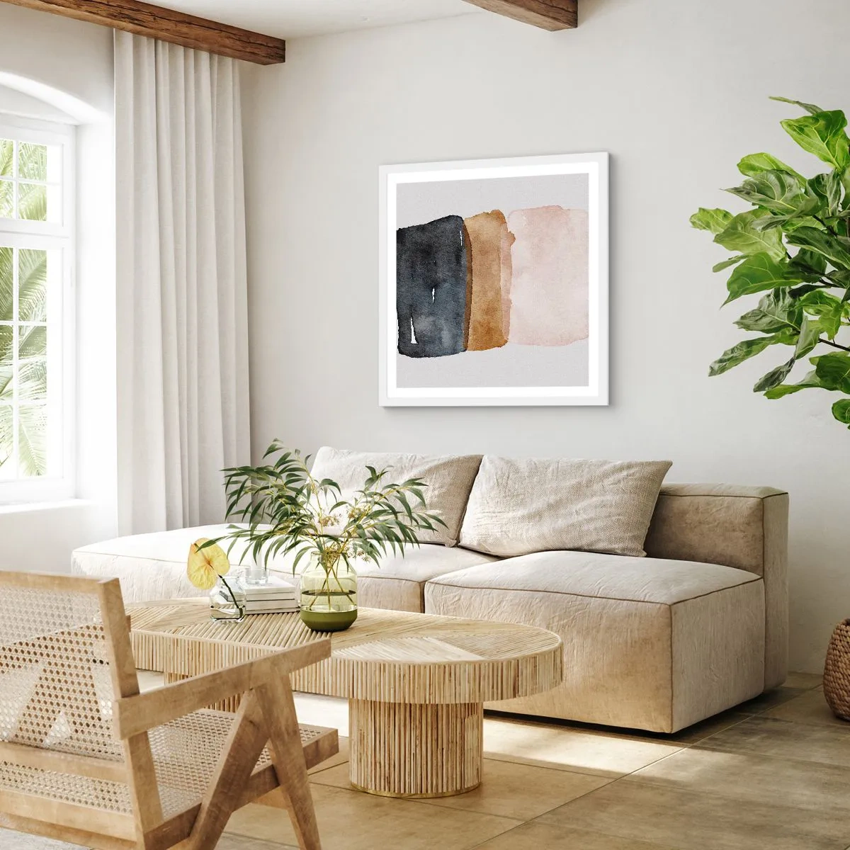 Plakat w białej ramie - Kompozycja barw ziemi - 40x40 cm