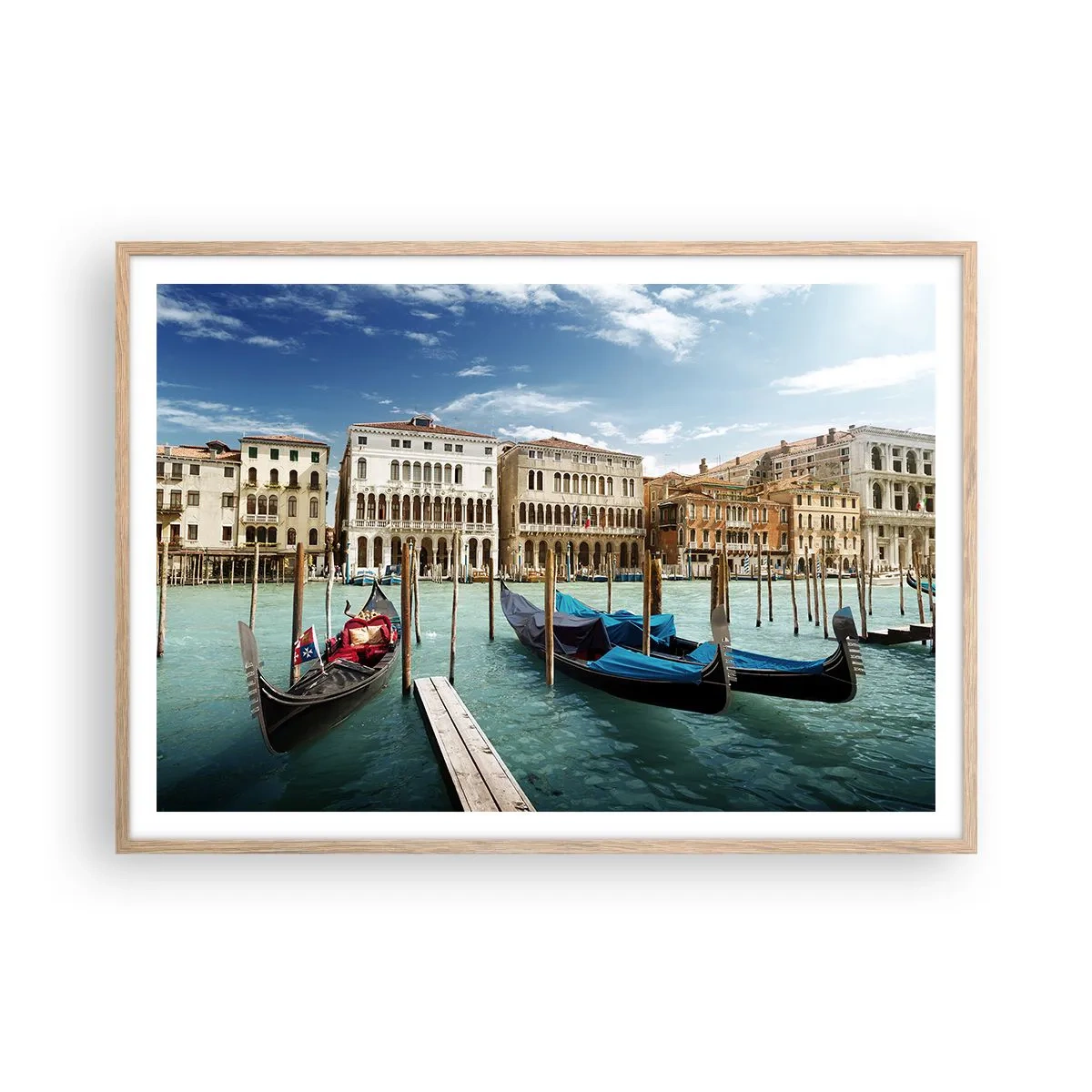 Plakat w ramie jasny dąb - Pałace w błękicie - 100x70 cm