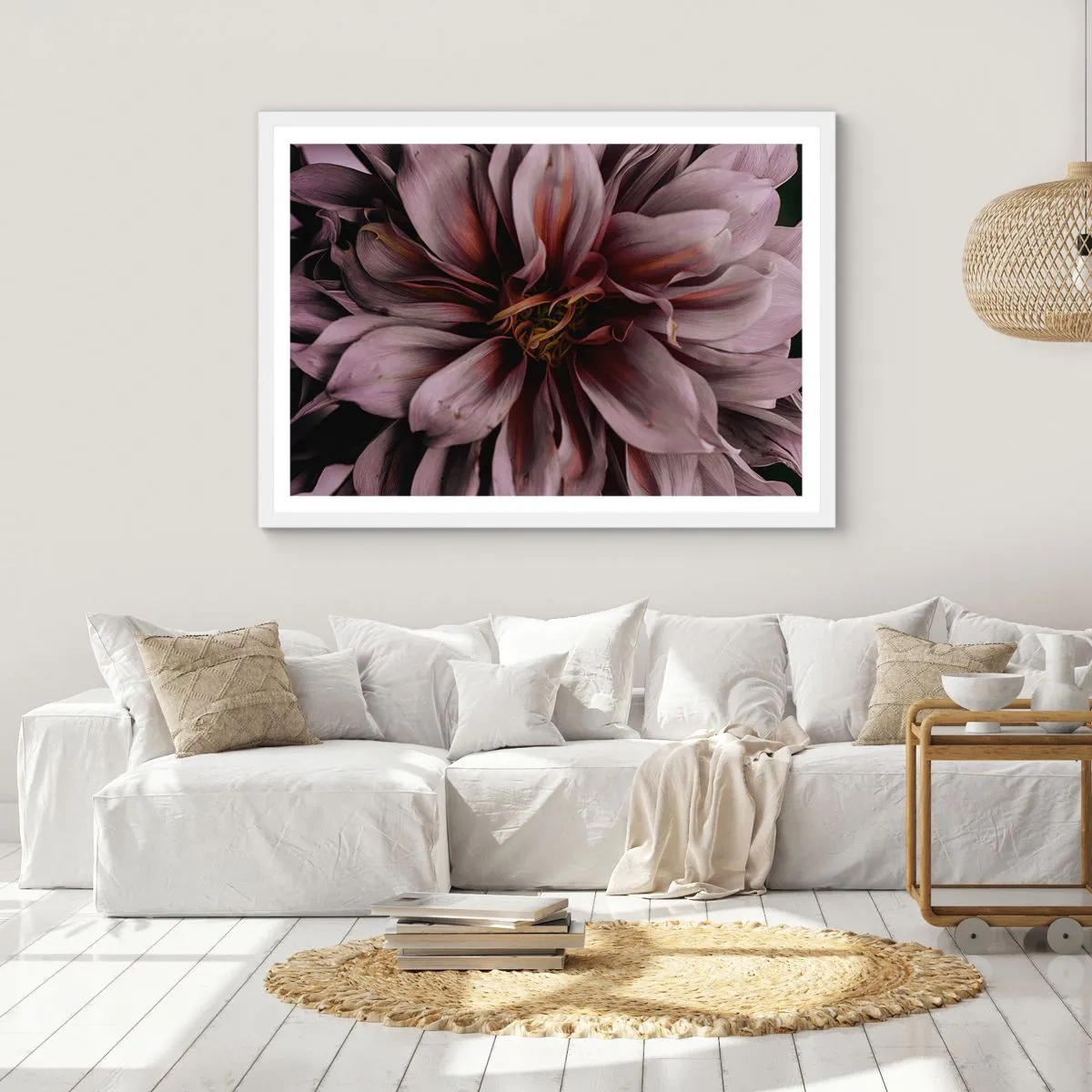 Plakat w białej ramie - Kwietne serce - 40x30 cm