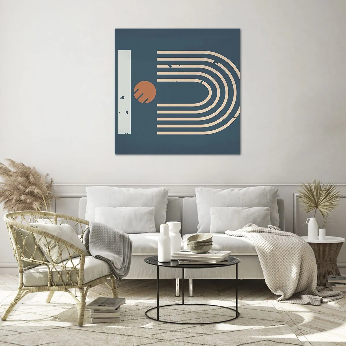 Obraz na szkle - Geometria na granacie - 30x30 cm