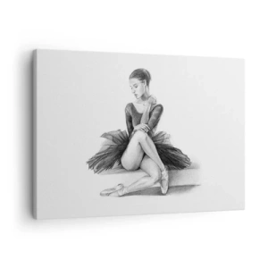 Obraz na płótnie - Szkic baletnicy w subtelnym, klasycznym stylu - 70x50cm - Zaczarowana tańcem - Nowoczesna dekoracja ścienna do salonu i sypialni ARTTOR