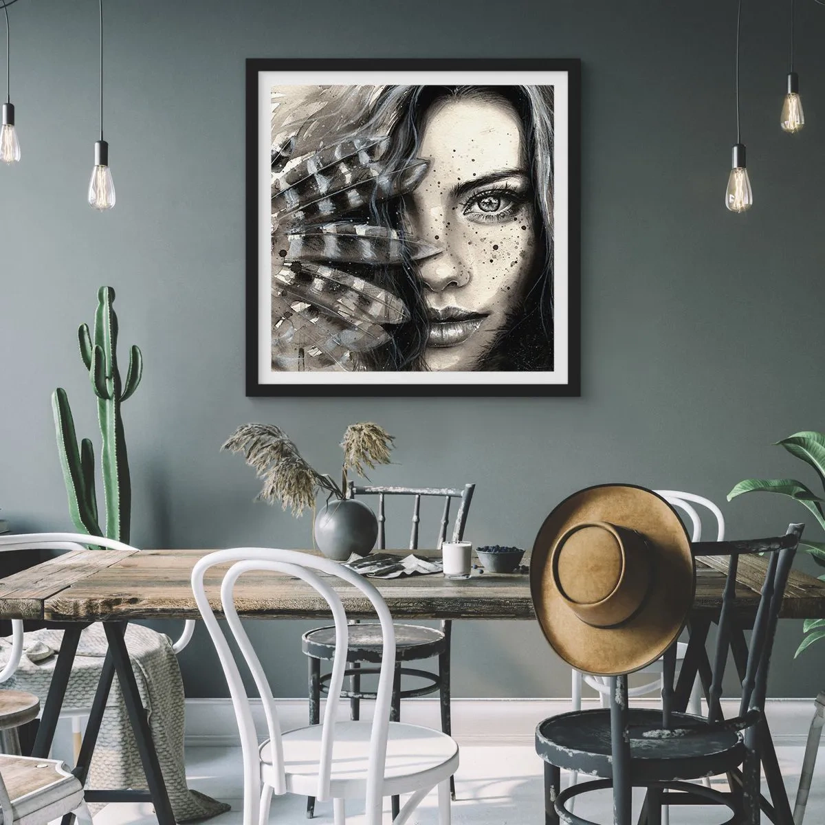 Plakat w czarnej ramie - Dzika piękność - 30x30 cm