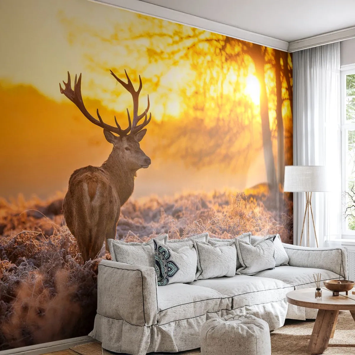 Fototapeta Samoprzylepna Deluxe Sticker - Król jesiennego lasu - Krajobraz, Jeleń, Natura - 250x175 cm