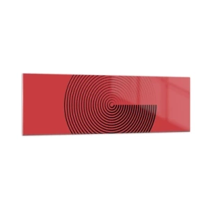 Obraz na szkle - Koncentryczne koła na czerwonym tle - 160x50cm - Ruch kolisty - Nowoczesna dekoracja ścienna do salonu i sypialni ARTTOR