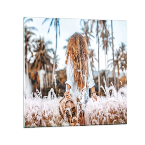 Obraz na szkle - Zrodzona z puchu traw - 30x30 cm