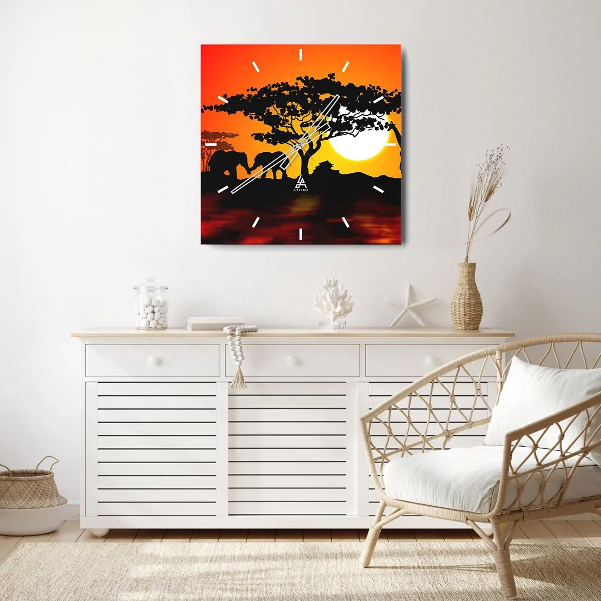 Zegar ścienny - Spotkanie na sawannie - 40x40 cm