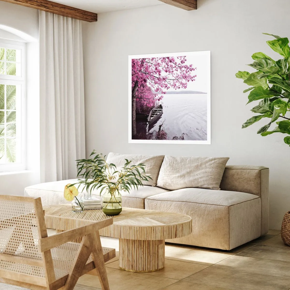 Plakat - W różowej ciszy - 40x40 cm