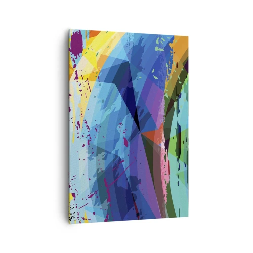 Obraz na płótnie - Kolorowa abstrakcja w dynamicznych wzorach i kształtach - 70x100cm - Kolorowy zawrót głowy - Nowoczesna dekoracja ścienna do salonu i sypialni ARTTOR