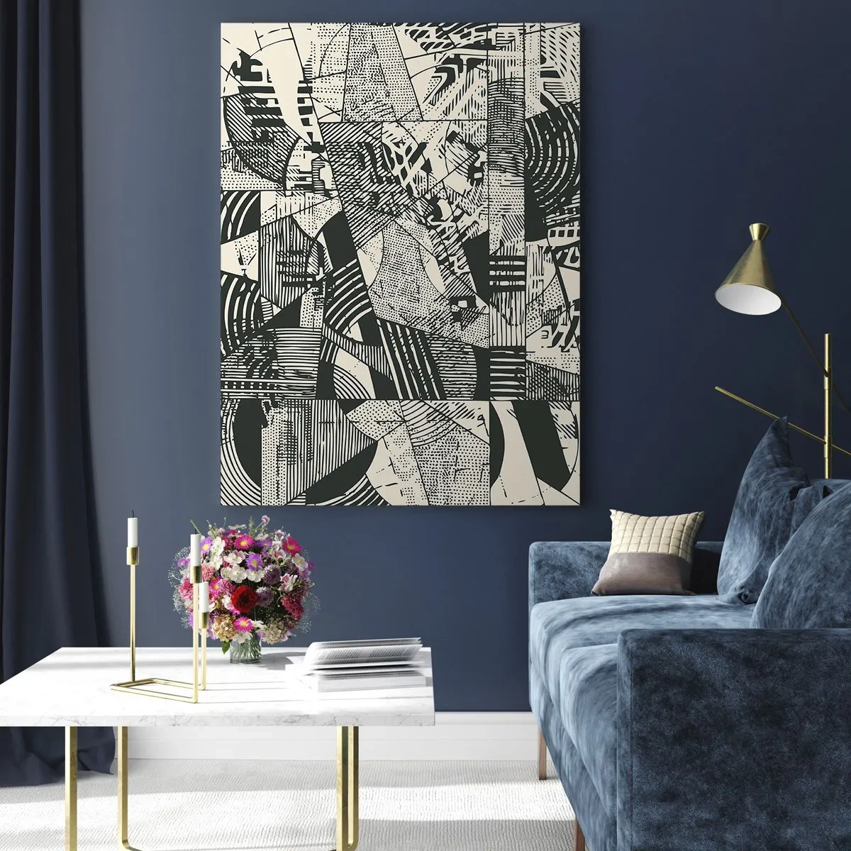 Obraz na szkle - Geometryczne abstrakcyjne wzory w odcieniach zieleni na jasnym tle - 70x100cm - Dynamika współczesności - Nowoczesna dekoracja ścienna do salonu i sypialni ARTTOR