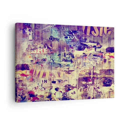 Obraz na płótnie - Kolorowy abstrakcyjny kolaż z tekstami i grafikami - 70x50cm - I tyle zostanie - Nowoczesna dekoracja ścienna do salonu i sypialni ARTTOR