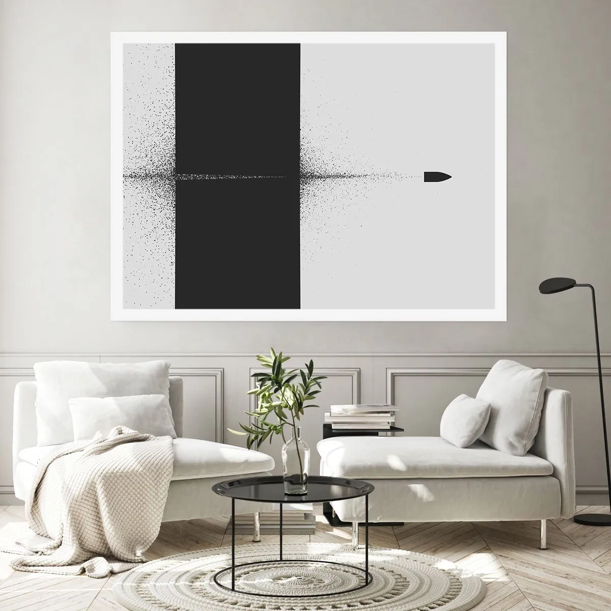 Plakat - Symboliczny pocisk w minimalistycznym, abstrakcyjnym stylu - 100x70cm - Prosto do celu - Nowoczesna dekoracja ścienna do salonu i sypialni ARTTOR
