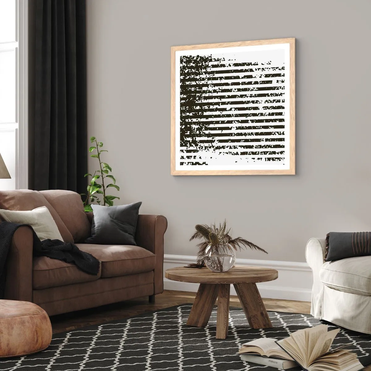 Plakat w ramie jasny dąb - Rytm i szum - 40x40 cm