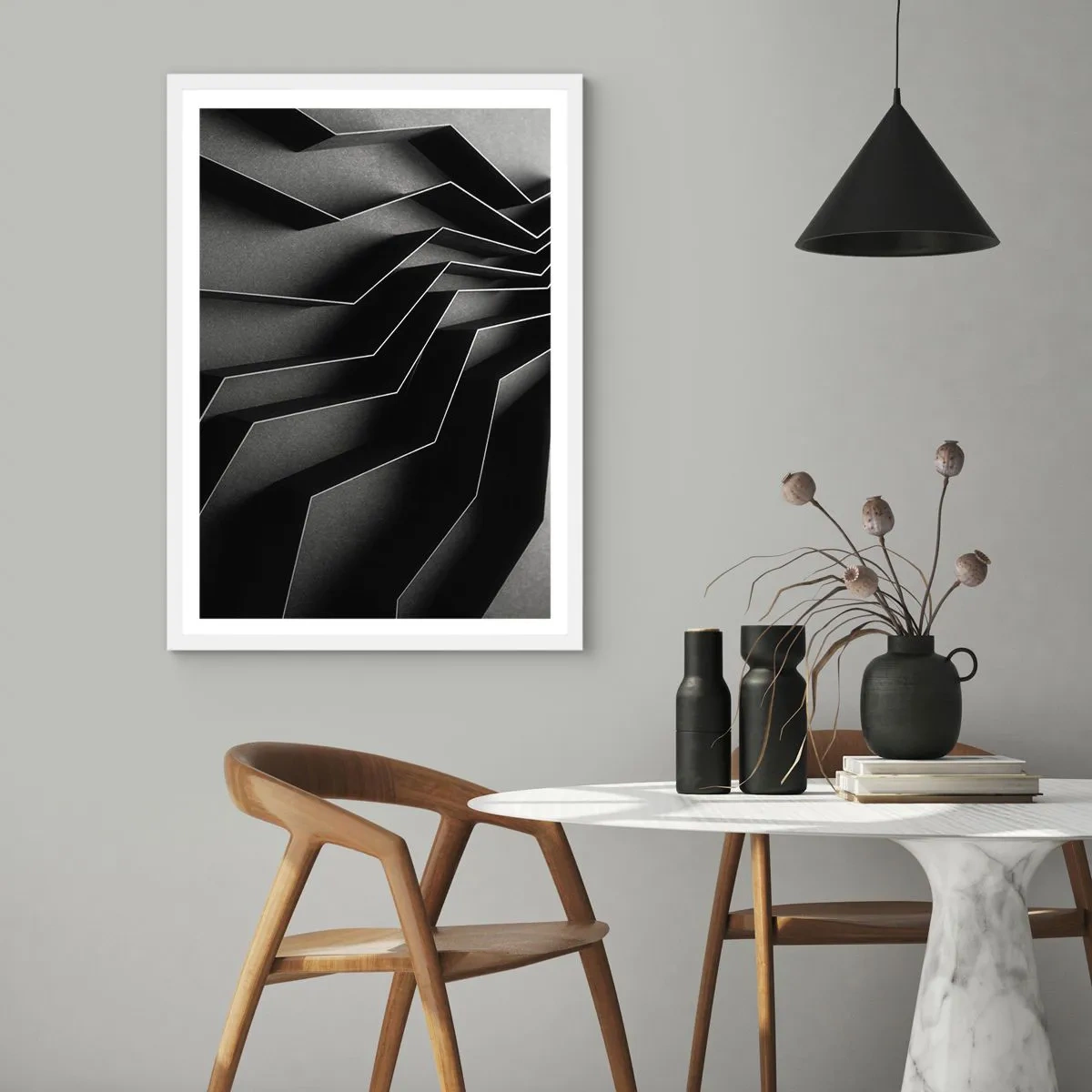 Plakat w białej ramie - Przestrzenny porządek - 70x100 cm