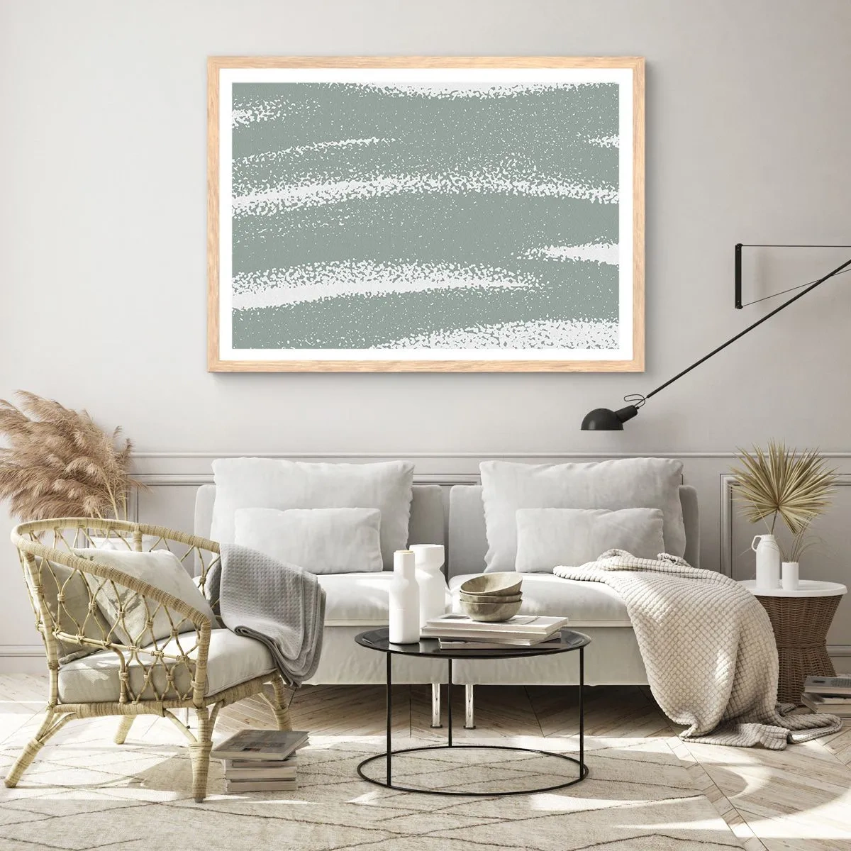 Plakat w ramie jasny dąb - Abstrakcja w zimowym klimacie - 91x61 cm