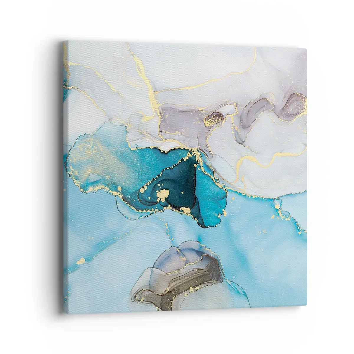 Obraz na płótnie - Studium spotkania szarości z turkusem - 40x40 cm
