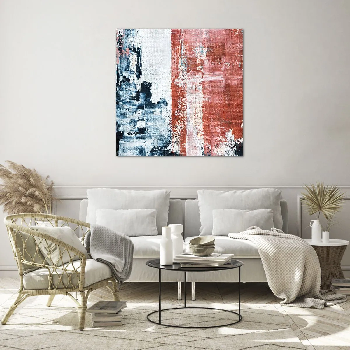 Obraz na szkle - Abstrakcyjne pół na pół - 70x70 cm