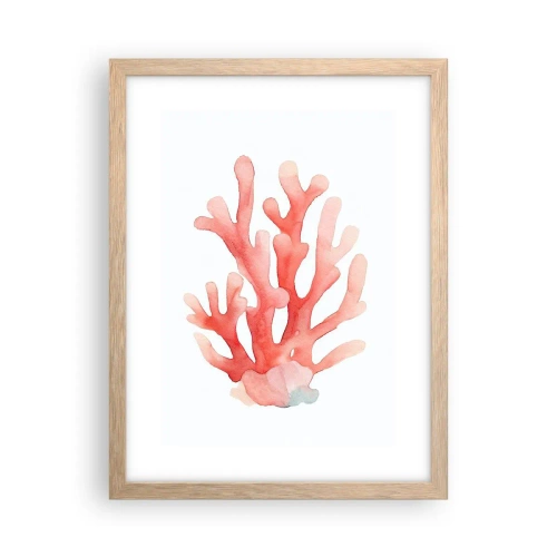 Plakat w ramie jasny dąb - Koral koloru koralowego - 30x40 cm