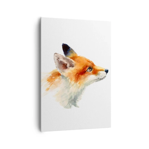 Obraz na płótnie - Rudy lis w akwarelowym stylu na białym tle - 70x100cm - Ostrożności nigdy za wiele - Nowoczesna dekoracja ścienna do salonu i sypialni ARTTOR