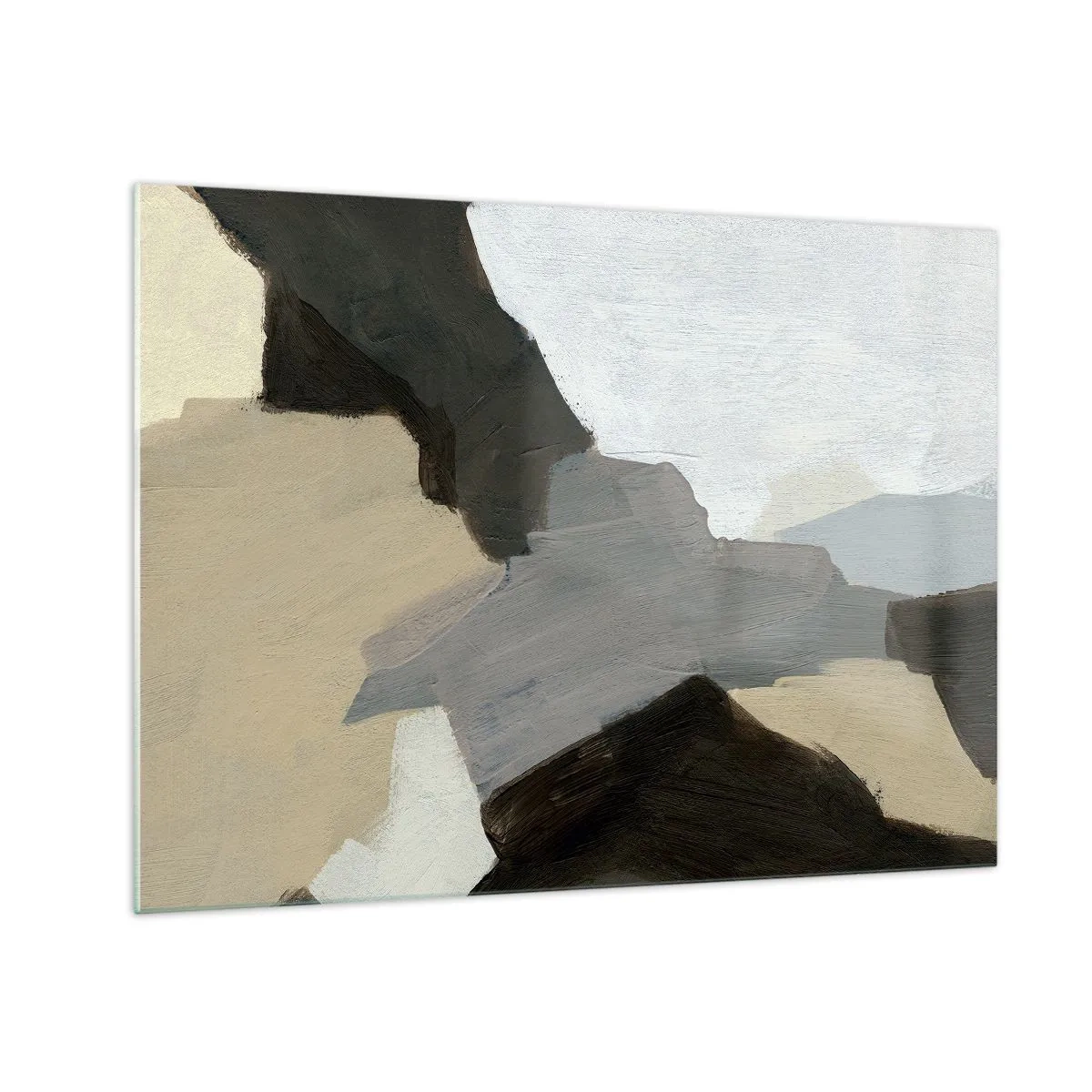 Obraz na szkle - Nowoczesna kompozycja abstrakcyjna w odcieniach szarości - 70x50cm - Abstrakcja: rozstaje szarości - Nowoczesna dekoracja ścienna do salonu i sypialni ARTTOR