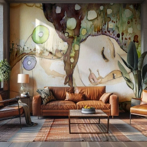 Fototapeta Samoprzylepna Deluxe Sticker - Szmaragdowo-fiołkowy sen - Abstrakcja, Kobieta, Ilustracja - 200x140 cm