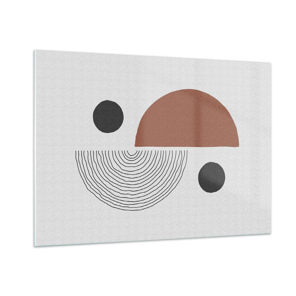 Obraz na szkle - Geometryczne figury na jasnym tle w stylu abstrakcji - 100x70cm - Doskonałość koła - Nowoczesna dekoracja ścienna do salonu, kuchni i sypialni ARTTOR