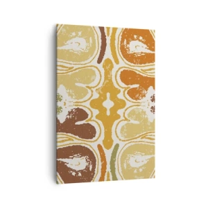 Obraz na płótnie - Ciepłe wzory abstrakcyjne w żółciach i brązach - 70x100cm - Abstrakcja sentymentalna - Nowoczesna dekoracja ścienna do salonu i sypialni ARTTOR