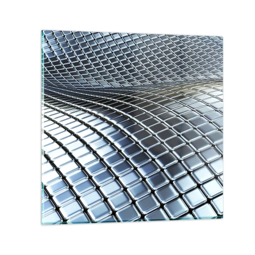 Obraz na szkle - Metaliczna srebrna fala - 40x40 cm