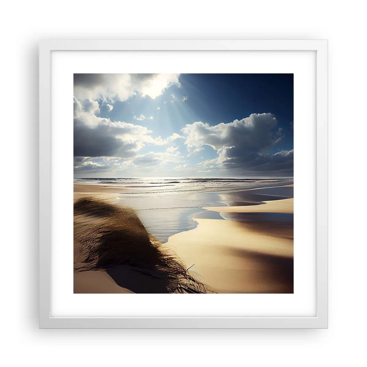 Plakat w białej ramie - Plaża, dzika plaża - 40x40 cm