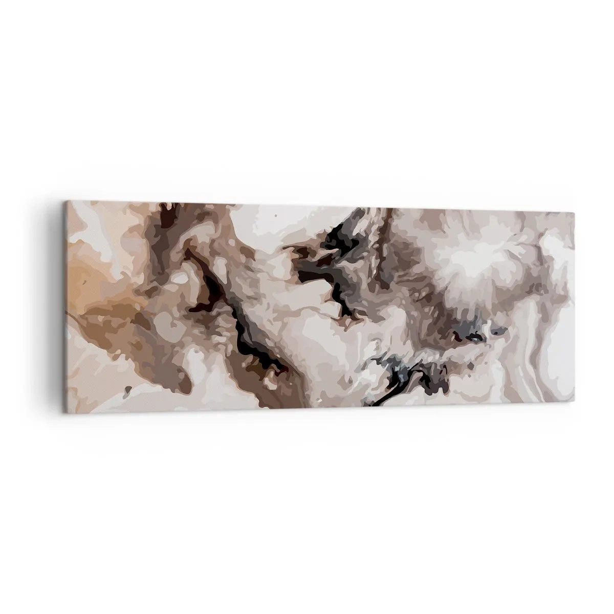 Obraz na płótnie - Abstrakcyjny wzór w odcieniach brązu i bieli - 140x50cm - Narodziny galaktyki - Nowoczesna dekoracja ścienna do salonu i sypialni ARTTOR