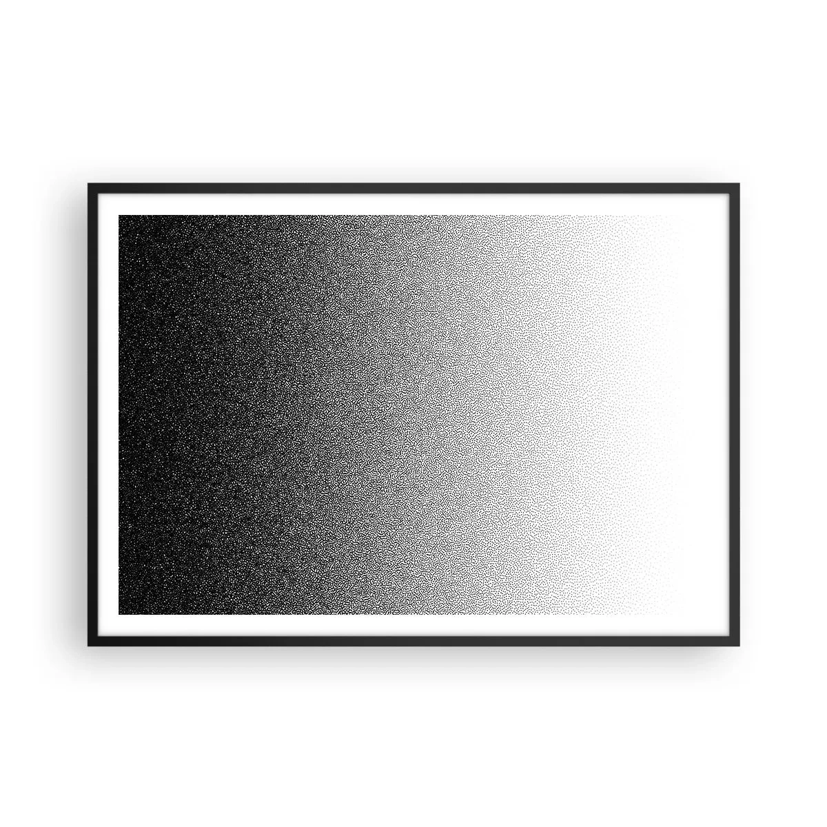 Plakat w czarnej ramie - Minimalistyczny gradient czerni i bieli w punkcie - 100x70cm - W stronę światła - Nowoczesna dekoracja ścienna do salonu i sypialni ARTTOR