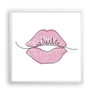 Plakat w białej ramie - Gotowy do pocałunku? - 60x60 cm
