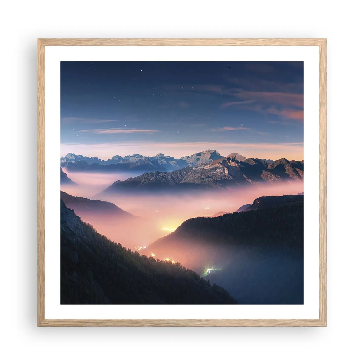 Plakat w ramie jasny dąb - Światło w dolinach - 60x60 cm