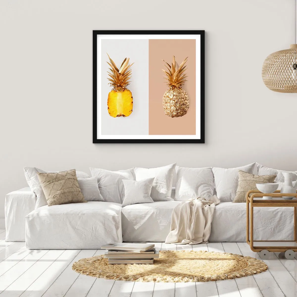Plakat w czarnej ramie - Ananas dla nas - 50x50 cm
