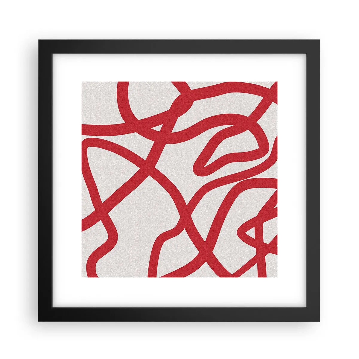 Plakat w czarnej ramie - Czerwono na białym - 30x30 cm