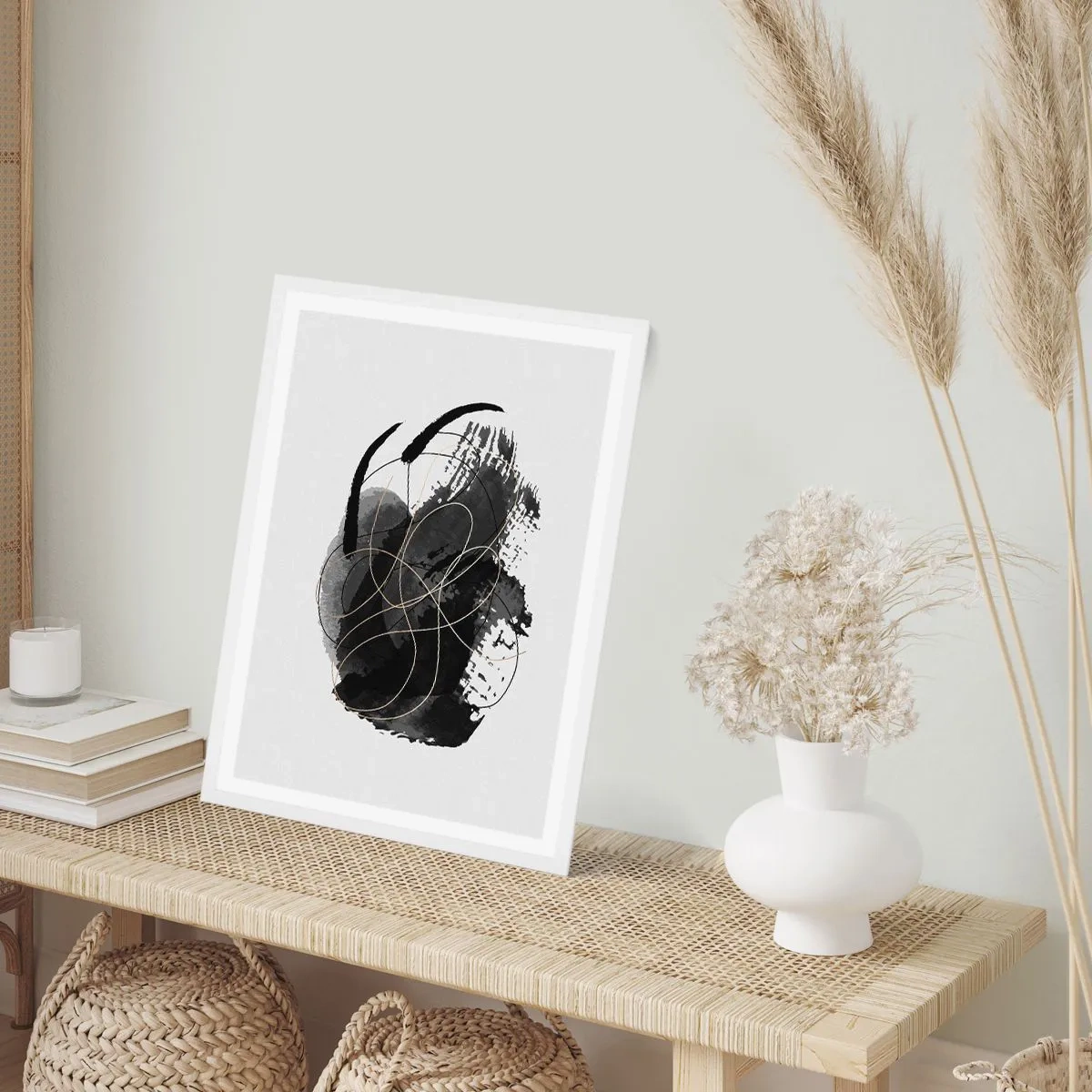 Plakat w białej ramie - Wysnute z czerni - 70x100 cm